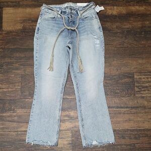 Maurices Light Blue Flare Jeans with Rope Belt
